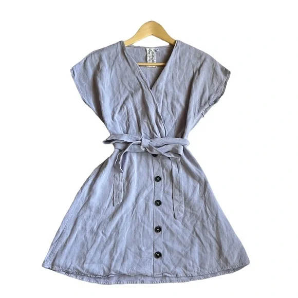 Sadie & Sage Women's Surplice Dress Color: Slate/Light Purple/Gray Size Small - Picture 5 of 11